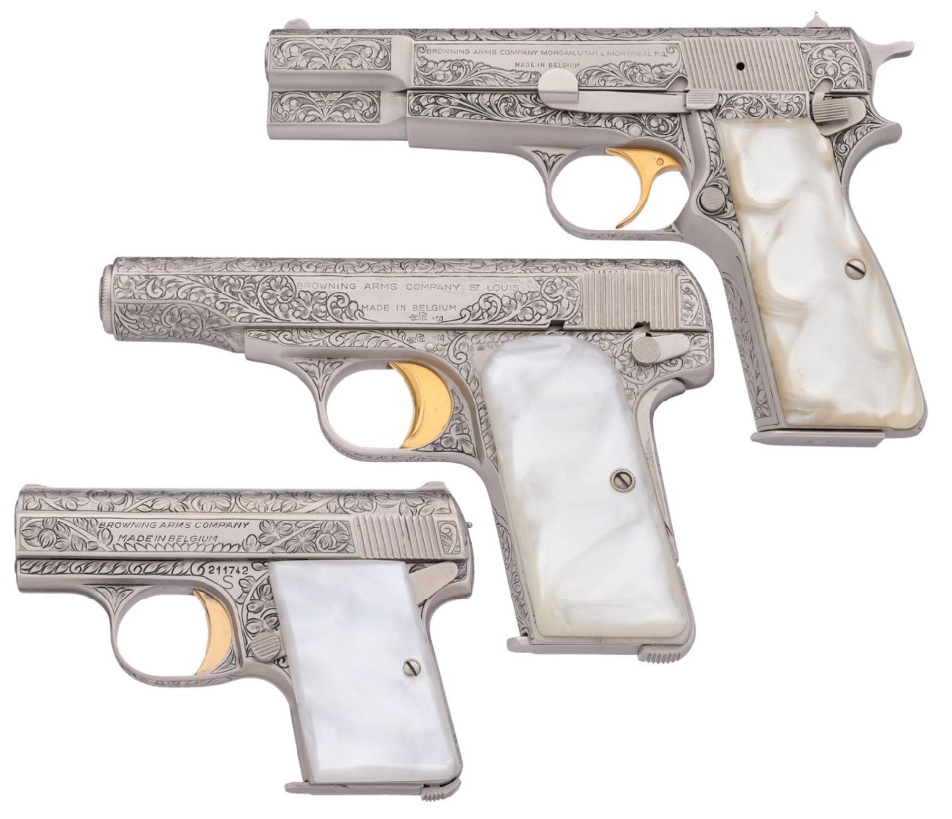 Three Gun Set Belgium Made Browning Renaissance Collection
