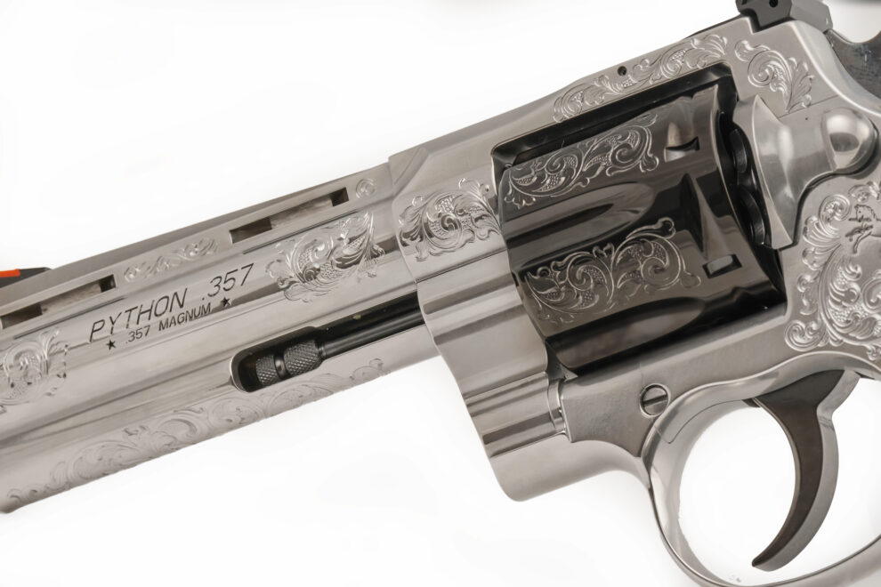 SK CUSTOMS EXCLUSIVE COLT PYTHON 4.25" 357mag DEEP ENGRAVED with ...