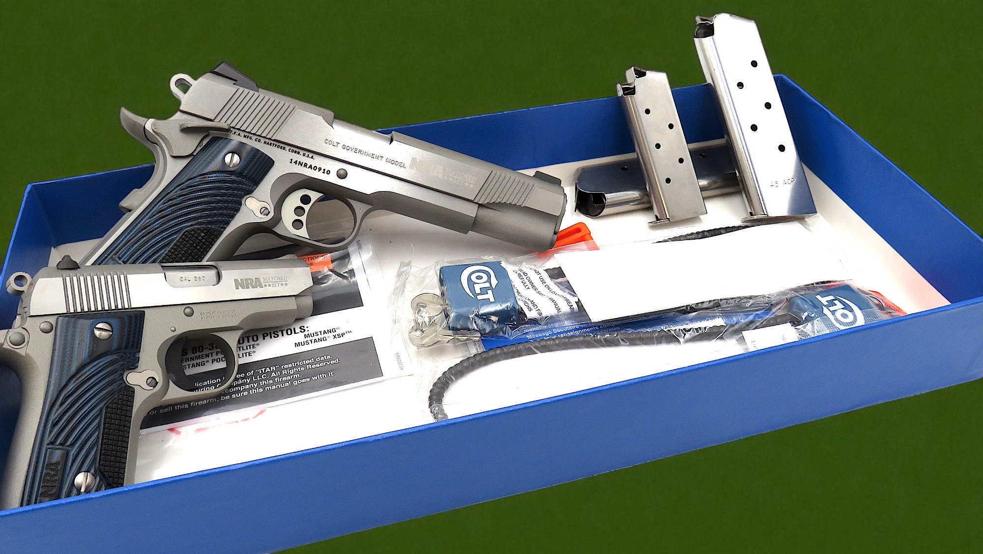 SET OF TWO NEW OLD STOCK NRA MATCHED SET of Colt 1911 Pistols with
