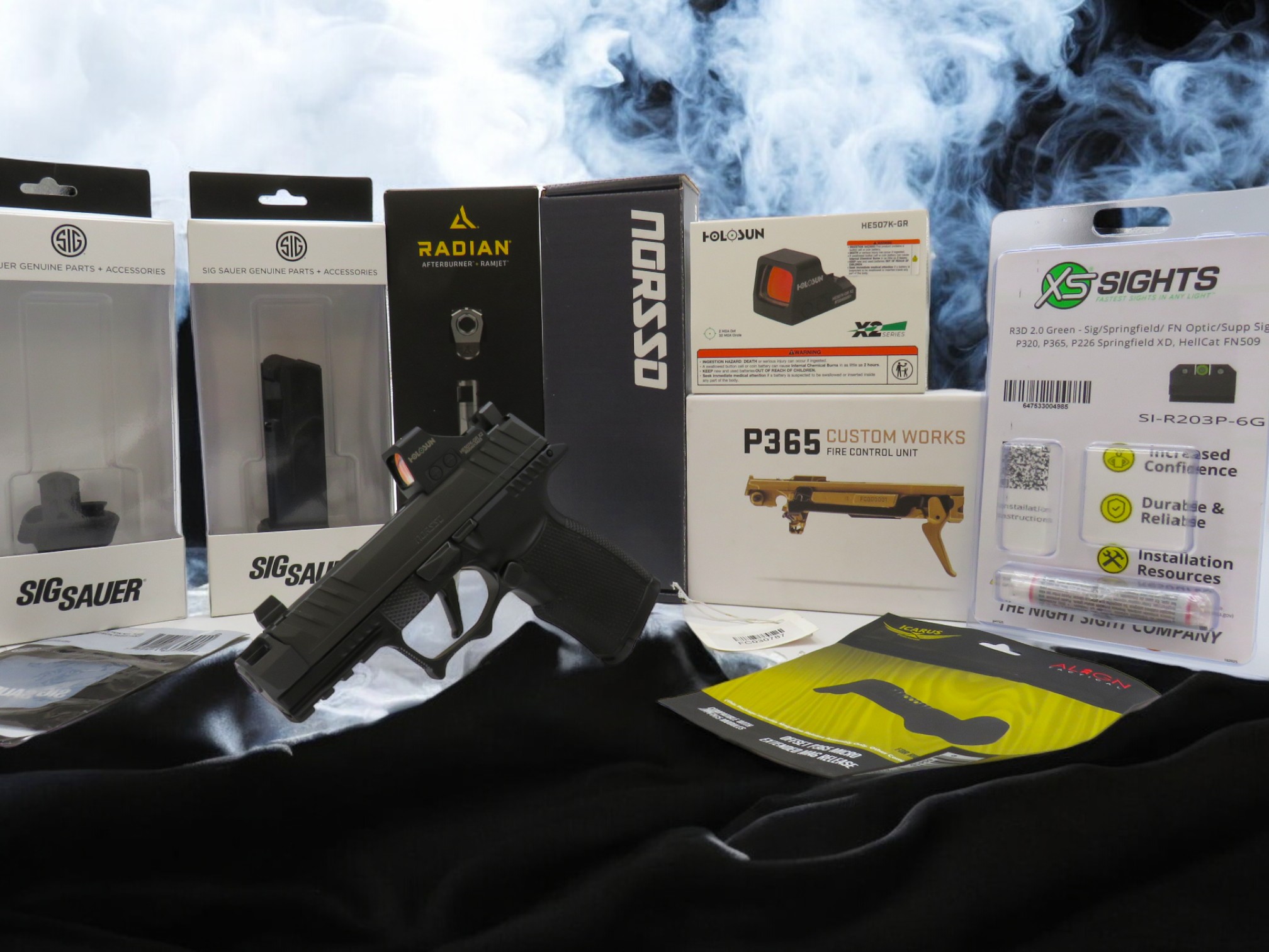 SK Sig P365/X Custom Works with Radian RamJet (GRAY), Norsso Spec Ops Slide, Icarus Frame and More - Image 2