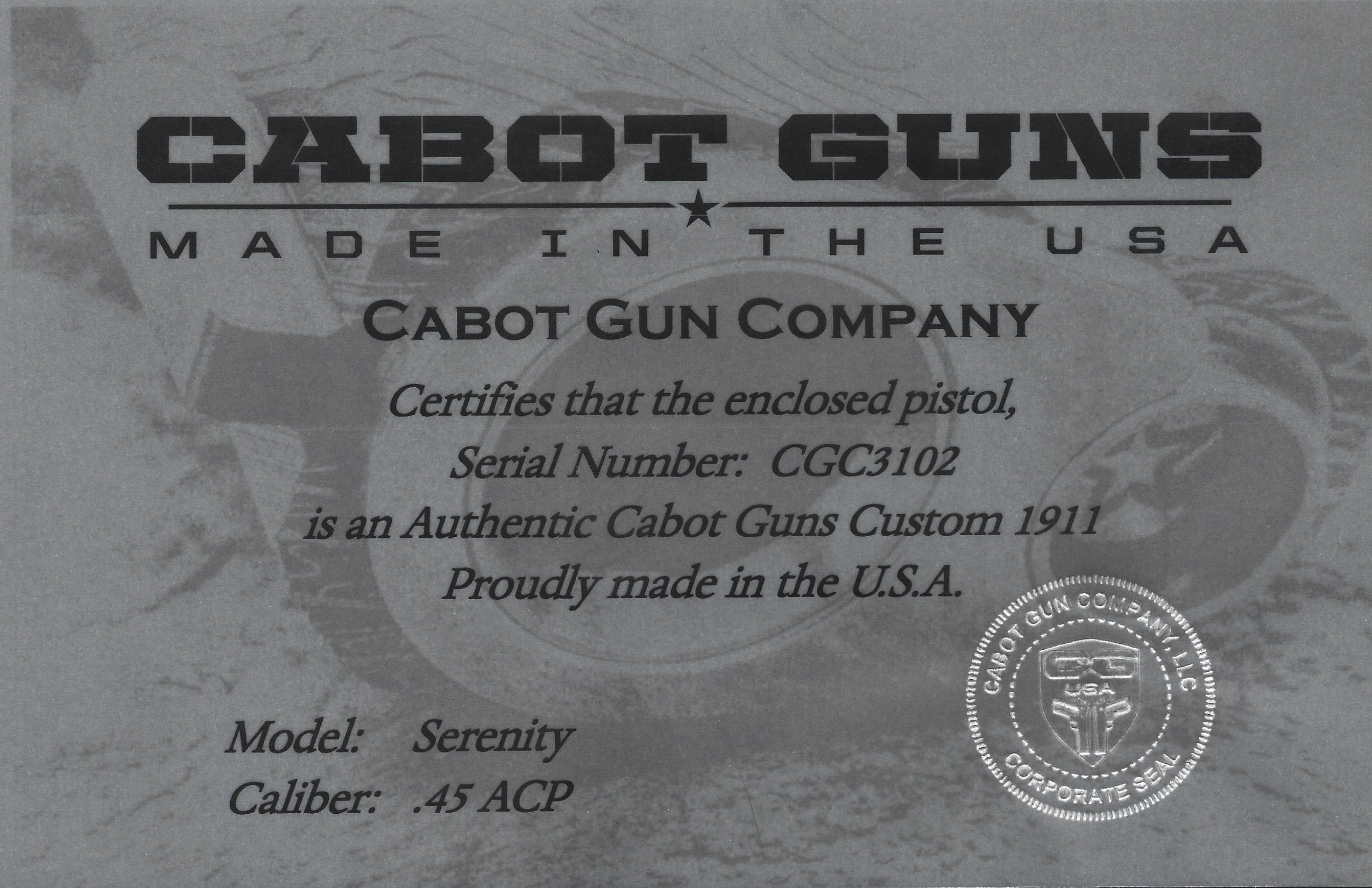 Cabot Guns Serenity 1911 in 45acp only ONE of 050 - Image 9