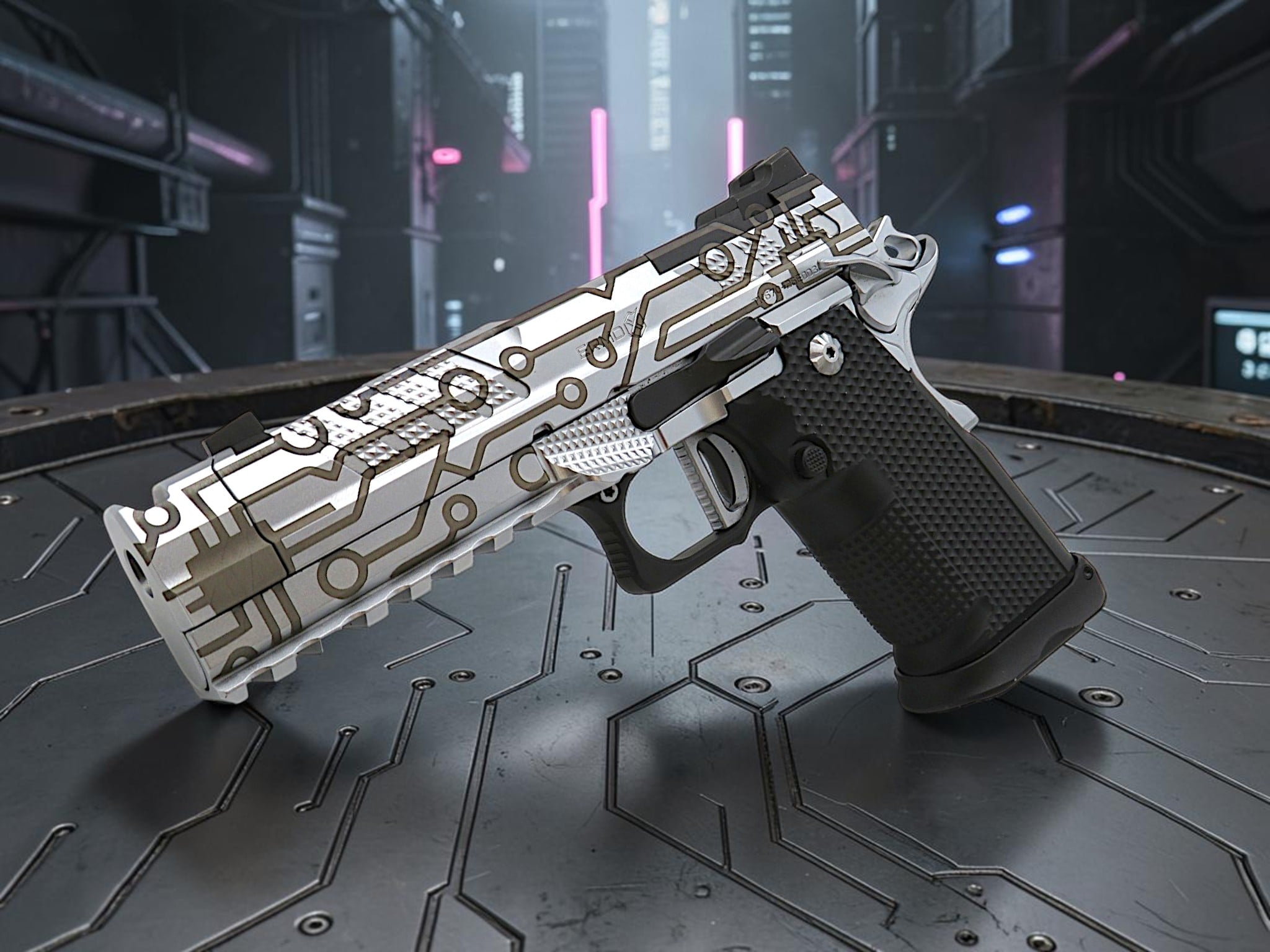 CUSTOM SHOP LIMITED EDITION CYBER ATTACK CHROME EDITION FUSION FIREARMS XP-PRO COMP & PORTED AMBI