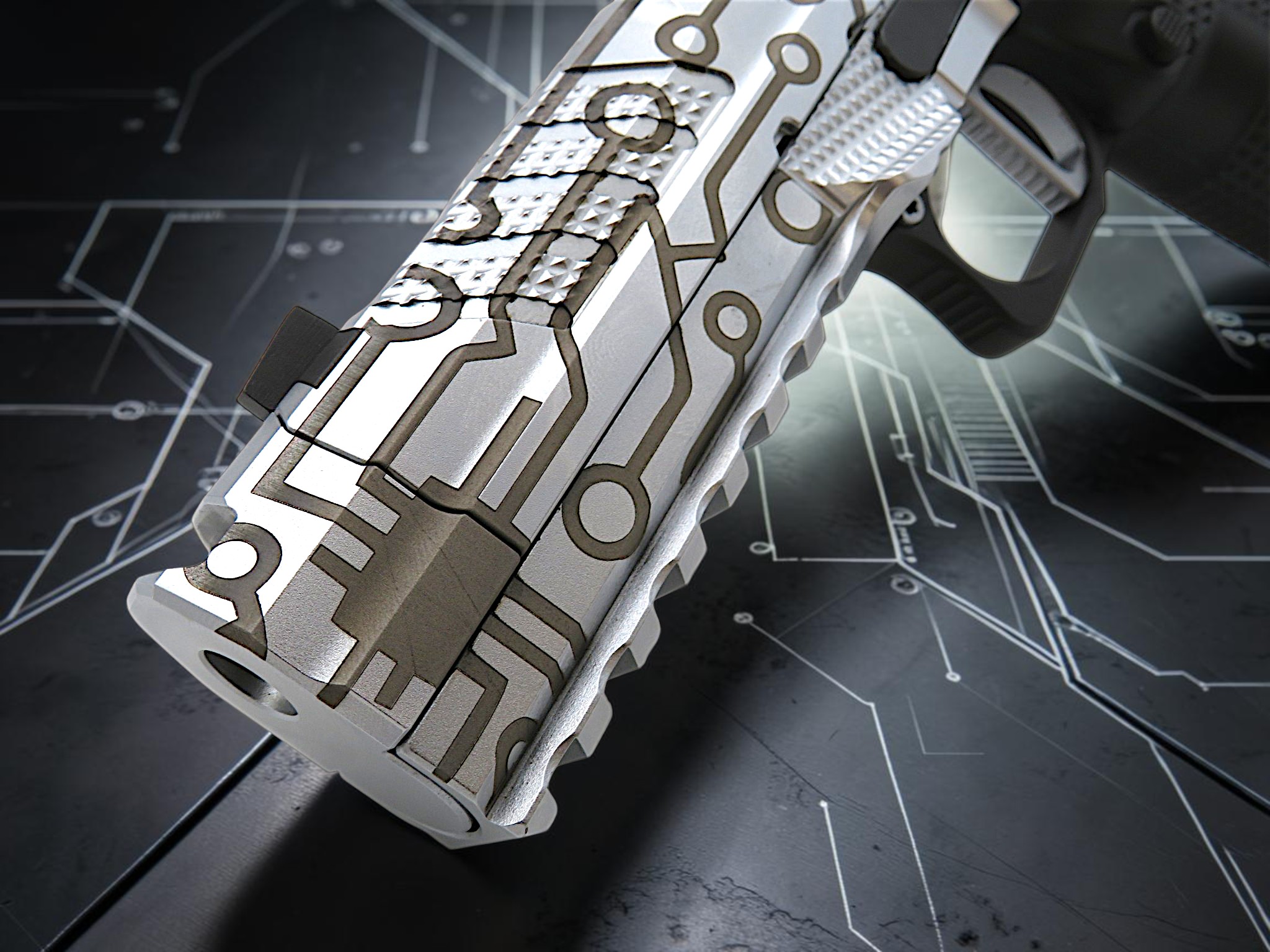 CUSTOM SHOP LIMITED EDITION CYBER ATTACK CHROME EDITION FUSION FIREARMS XP-PRO COMP & PORTED AMBI - Image 4