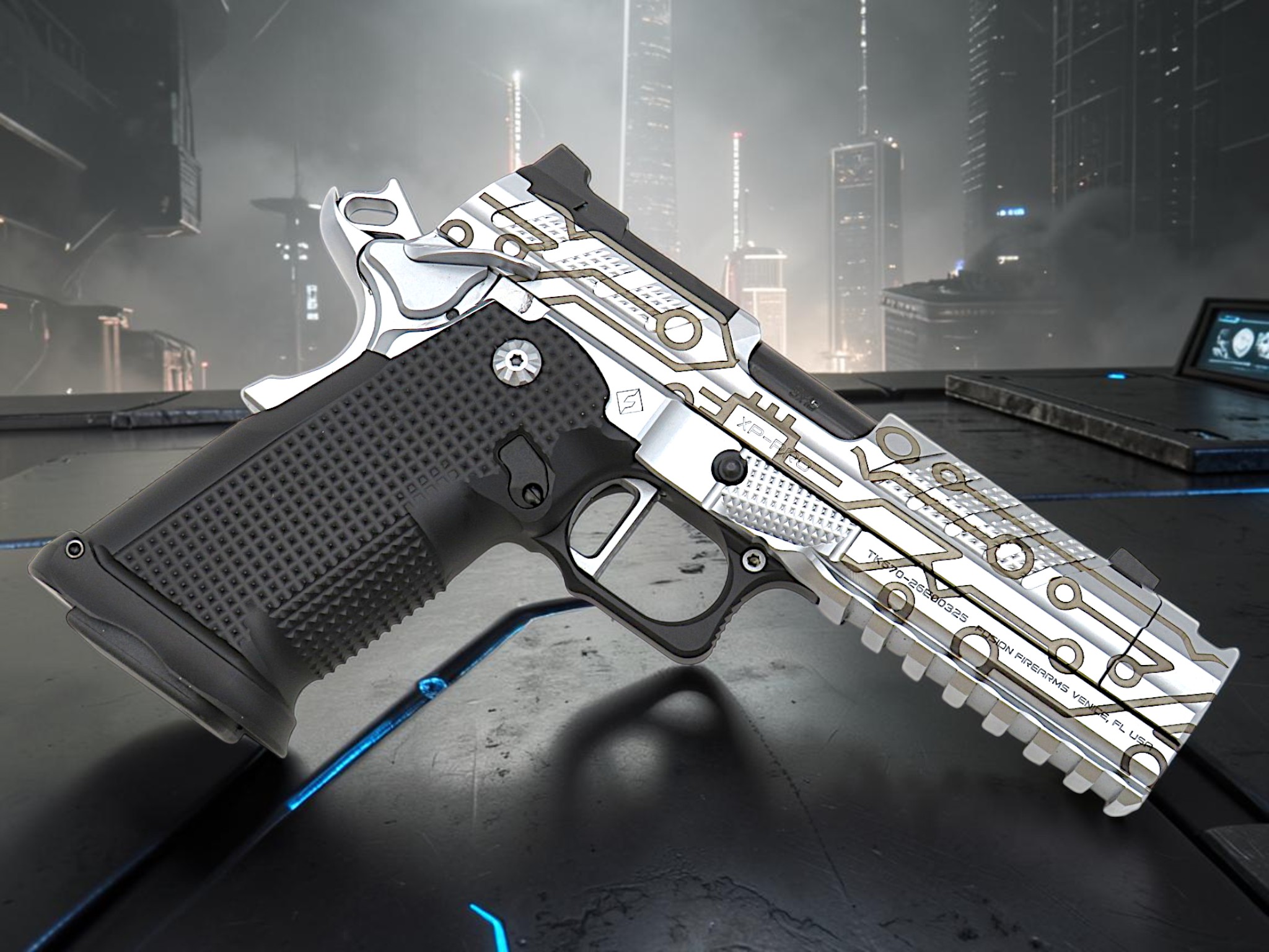 CUSTOM SHOP LIMITED EDITION CYBER ATTACK CHROME EDITION FUSION FIREARMS XP-PRO COMP & PORTED AMBI - Image 9