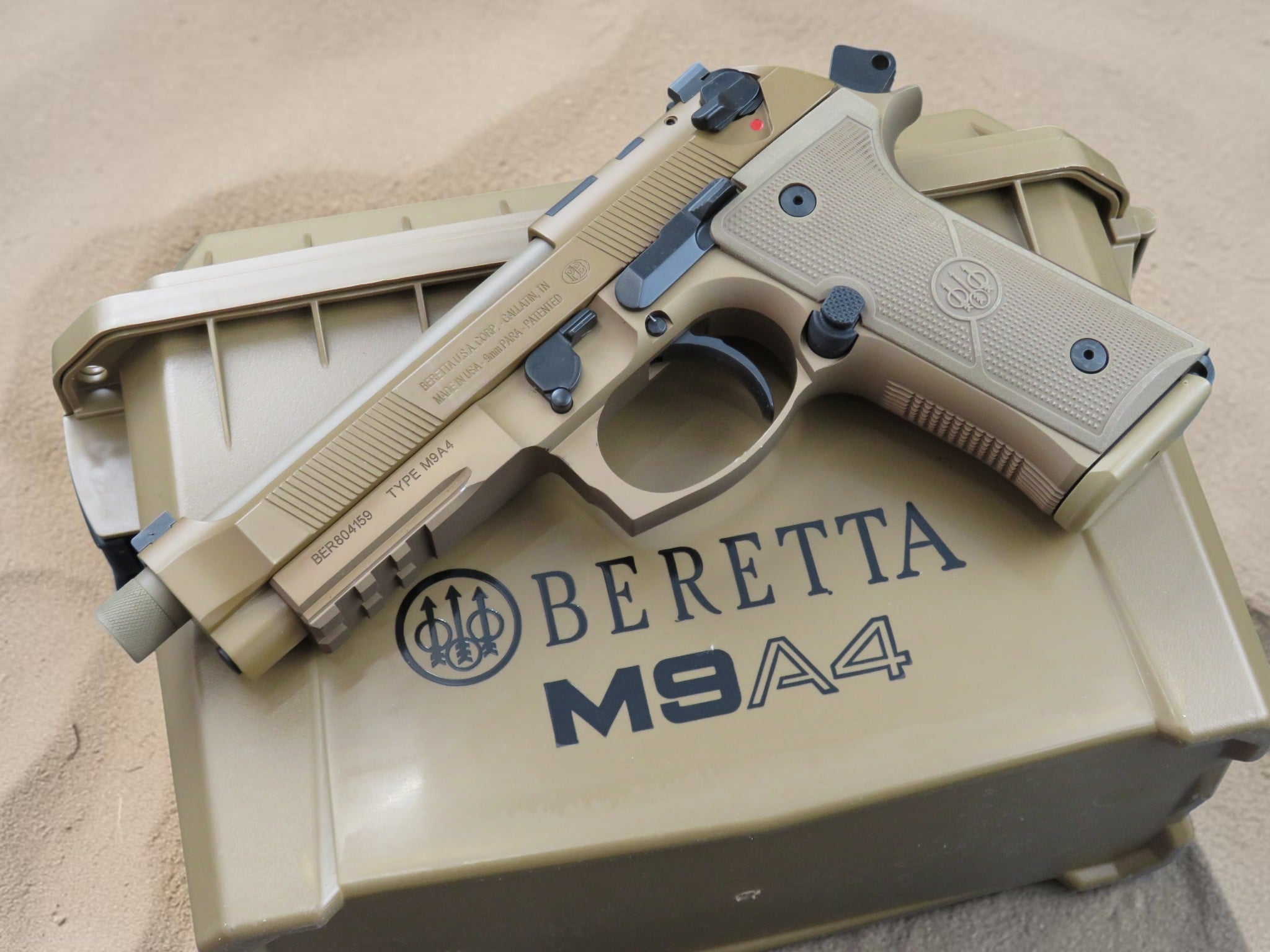 MODIFIED BERETTA M9A4 with LANGDON TACTICAL TRIGGER BAR COMES WITH AMMO CAN DISPLAY