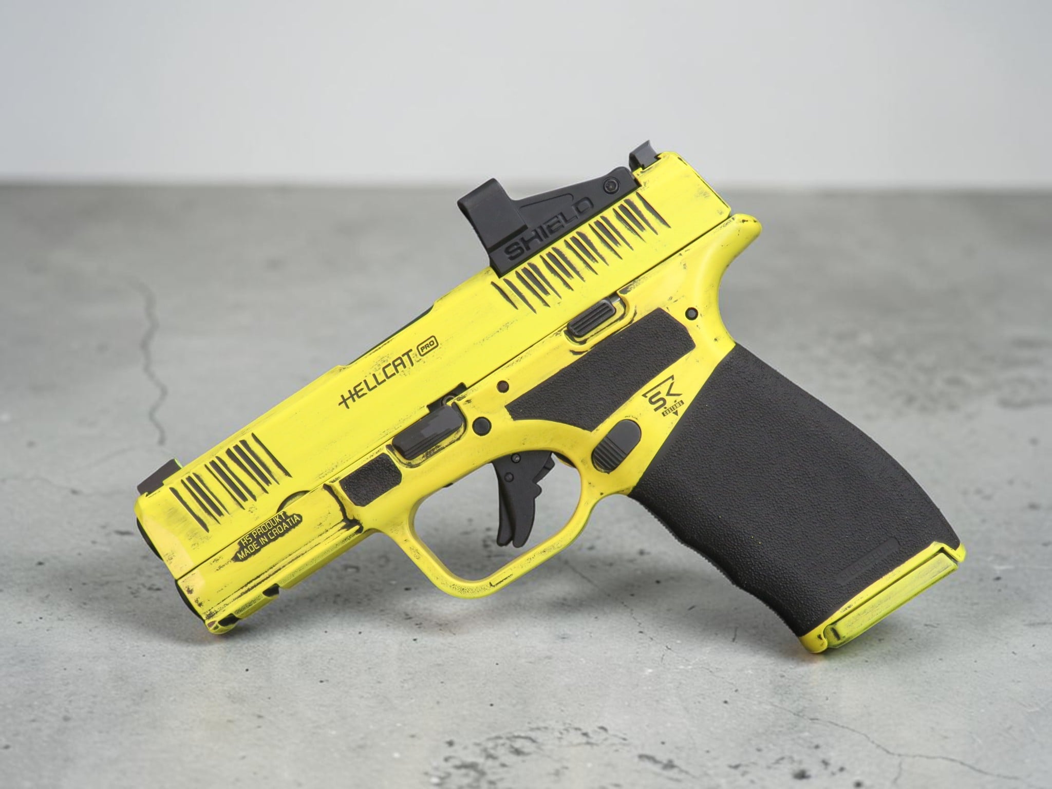 SK Customs Springfield Armory Hellcat Pro OSP Distressed Lemon Zest - Image 3