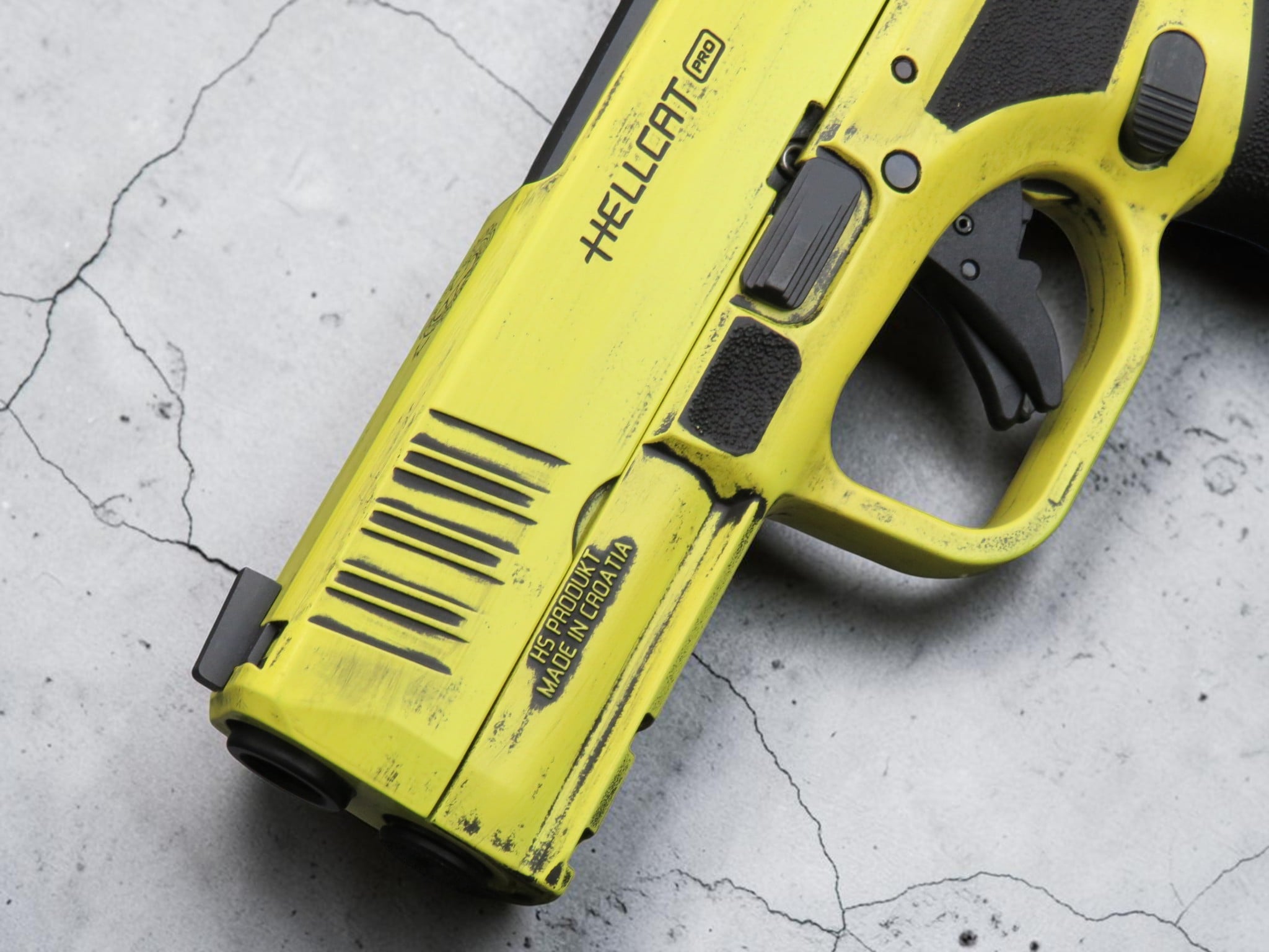 SK Customs Springfield Armory Hellcat Pro OSP Distressed Lemon Zest - Image 4