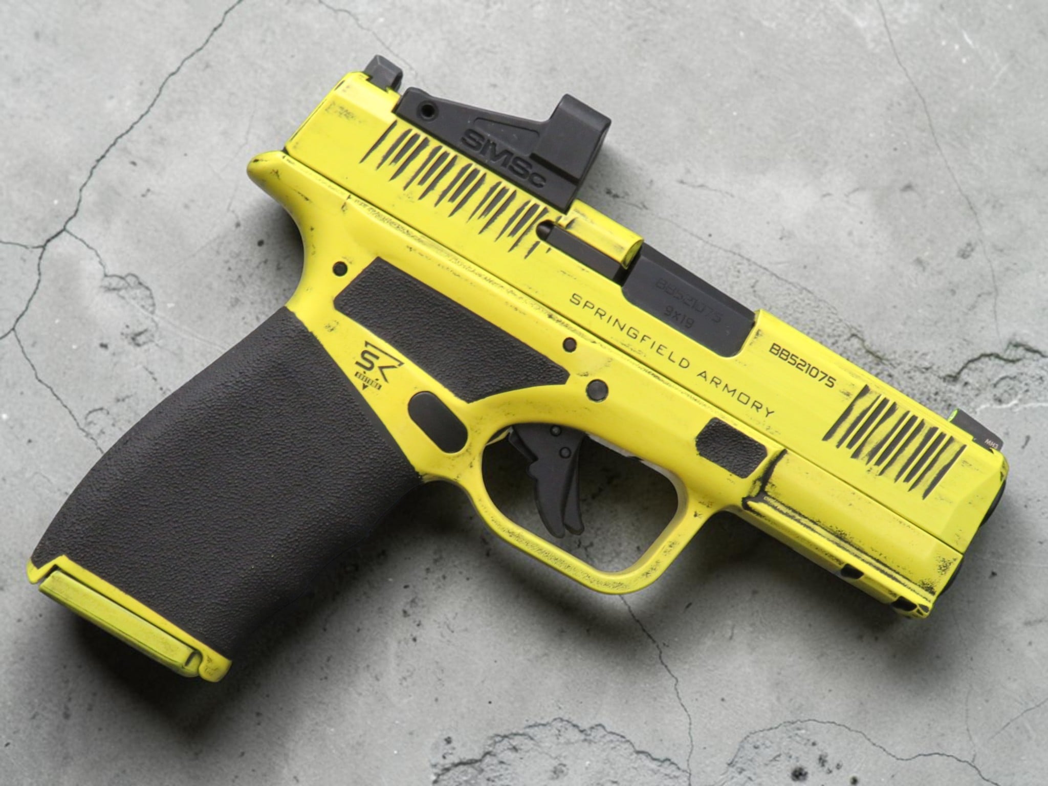 SK Customs Springfield Armory Hellcat Pro OSP Distressed Lemon Zest - Image 6
