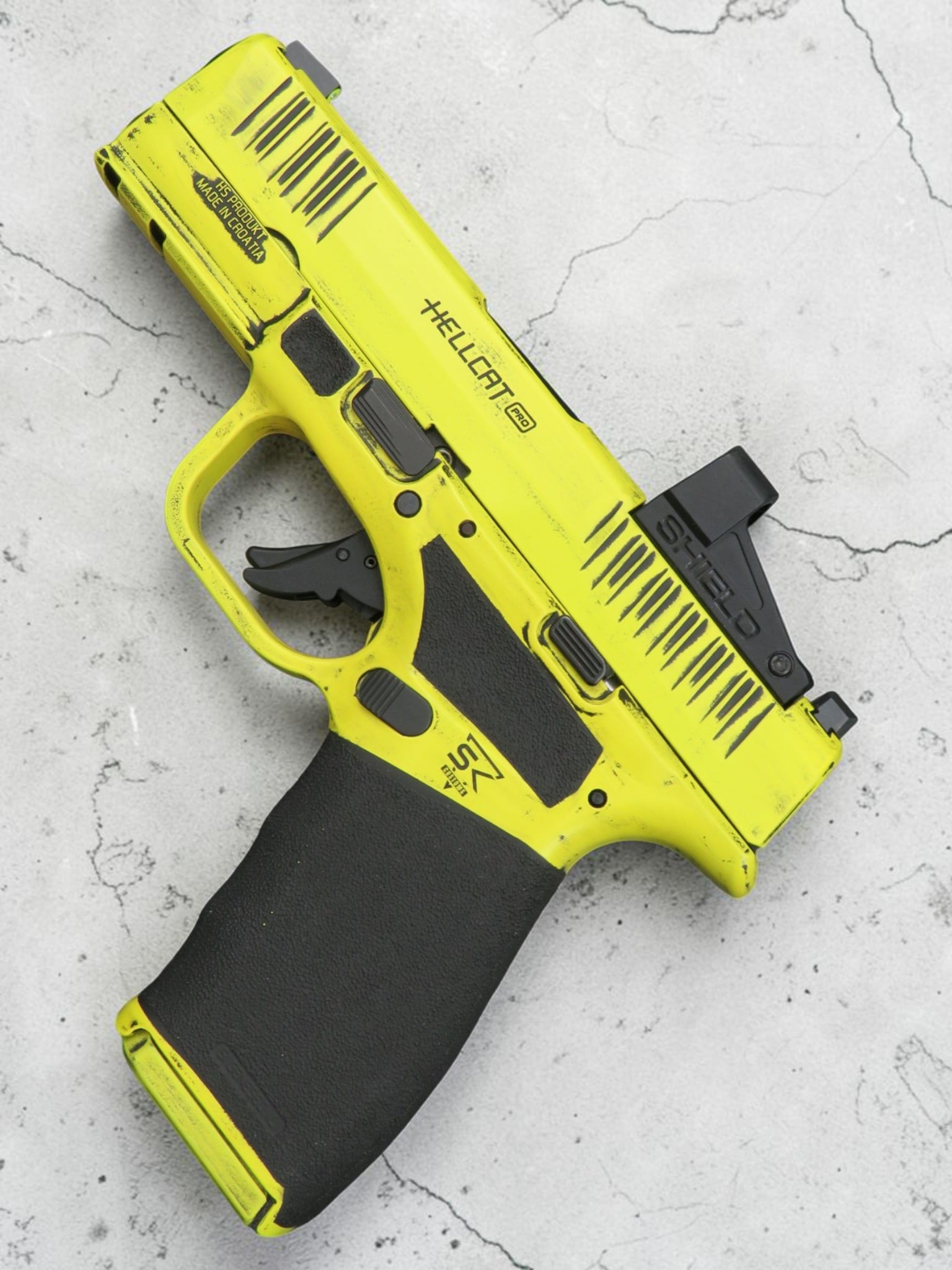 SK Customs Springfield Armory Hellcat Pro OSP Distressed Lemon Zest - Image 11