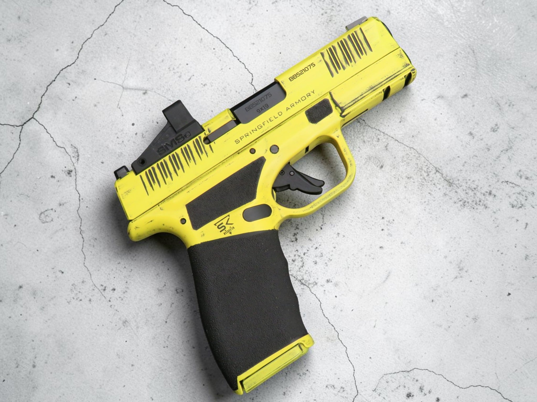 SK Customs Springfield Armory Hellcat Pro OSP Distressed Lemon Zest - Image 13
