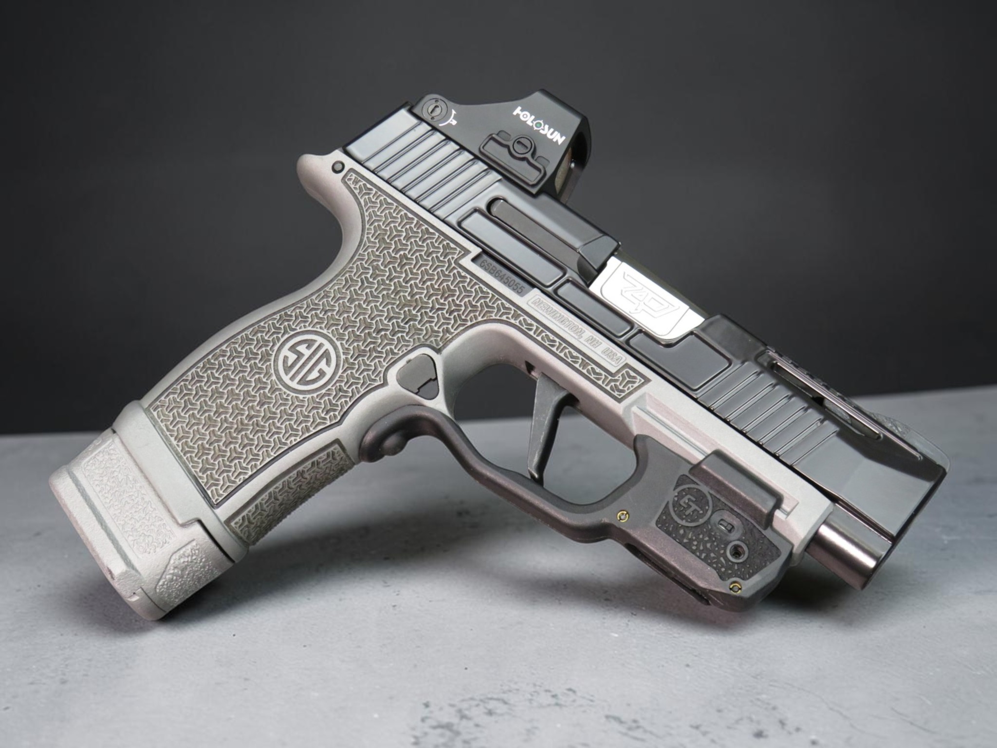 CUSTOM SIG P365XL 9mm Tetris Stipple, Cerakoted, Pic Rail with Optic and Lots of Extras - Image 3