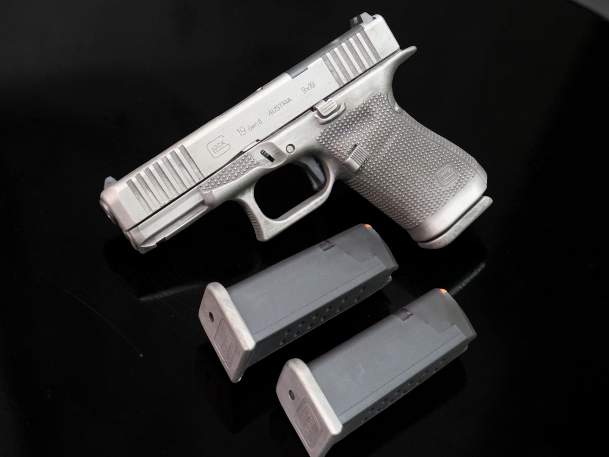 SK Customs Glock 19 Gen 6 MOS Distressed Sniper Gray CERAKOTE 15rd Mags