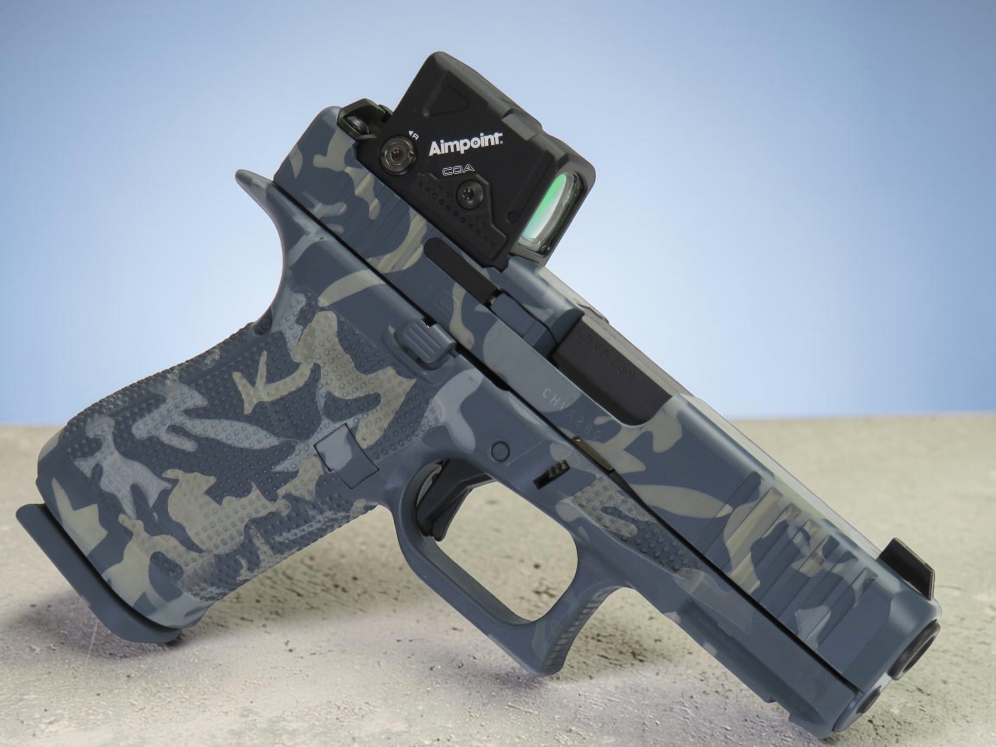 SK Customs Glock 19 Gen 6 COA Camo Blue Gray CERAKOTE 15rd Mags - Image 2
