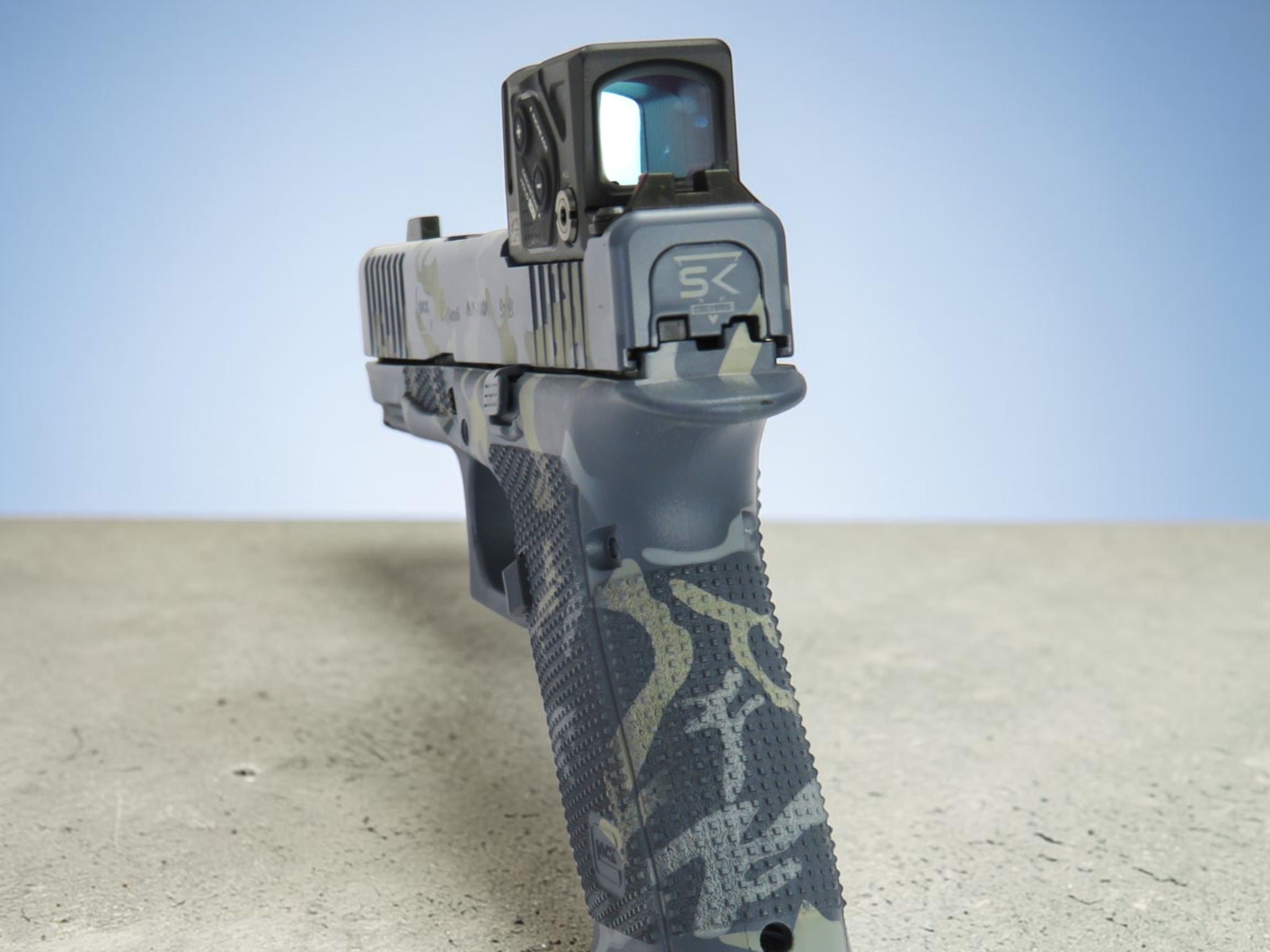 SK Customs Glock 19 Gen 6 COA Camo Blue Gray CERAKOTE 15rd Mags - Image 3