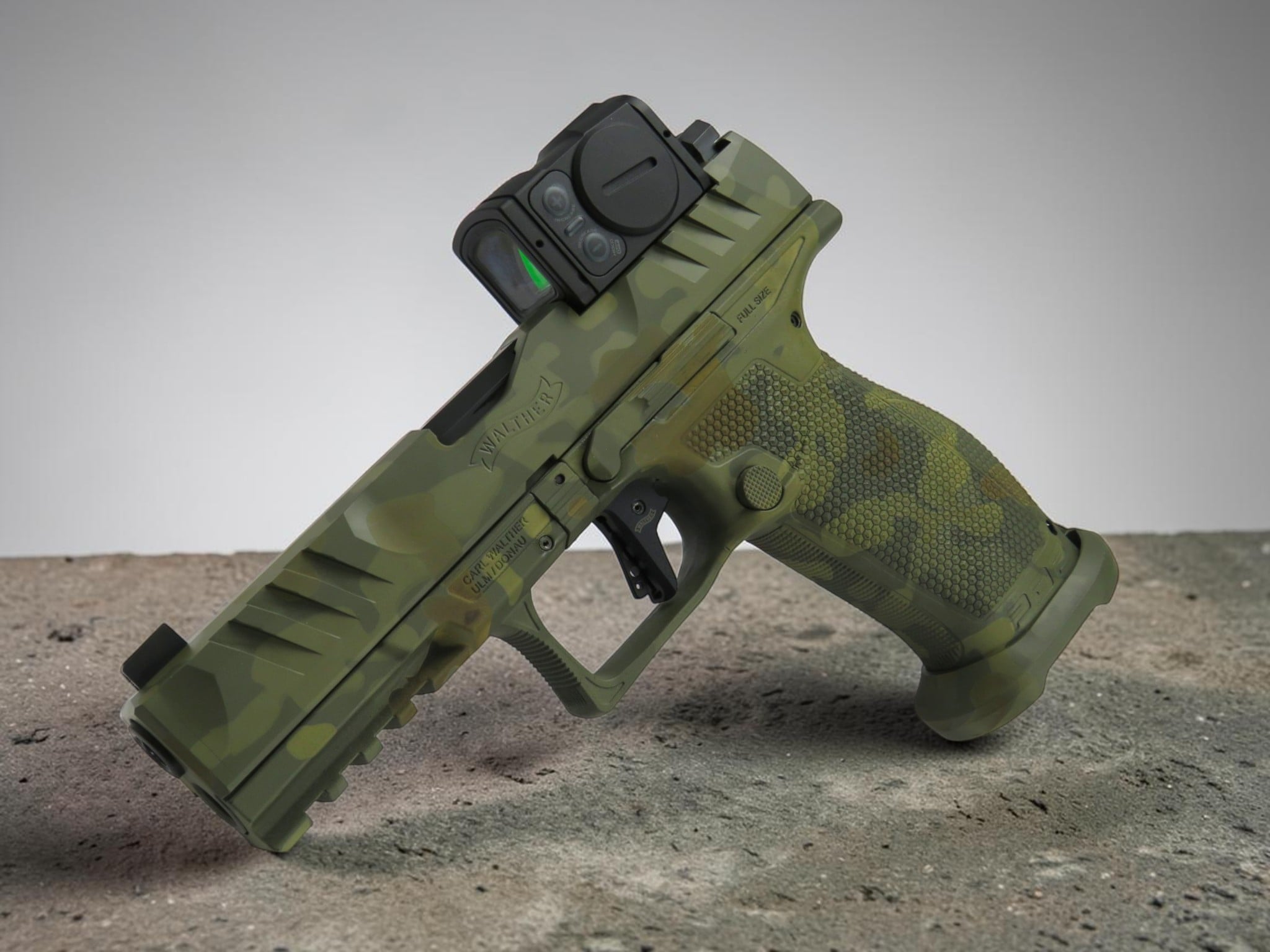 SK Customs Green Camo Edition Walther PDP Pro 9mm FS 4.5" 18+1 with Aimpoint Acro 2881225PRO