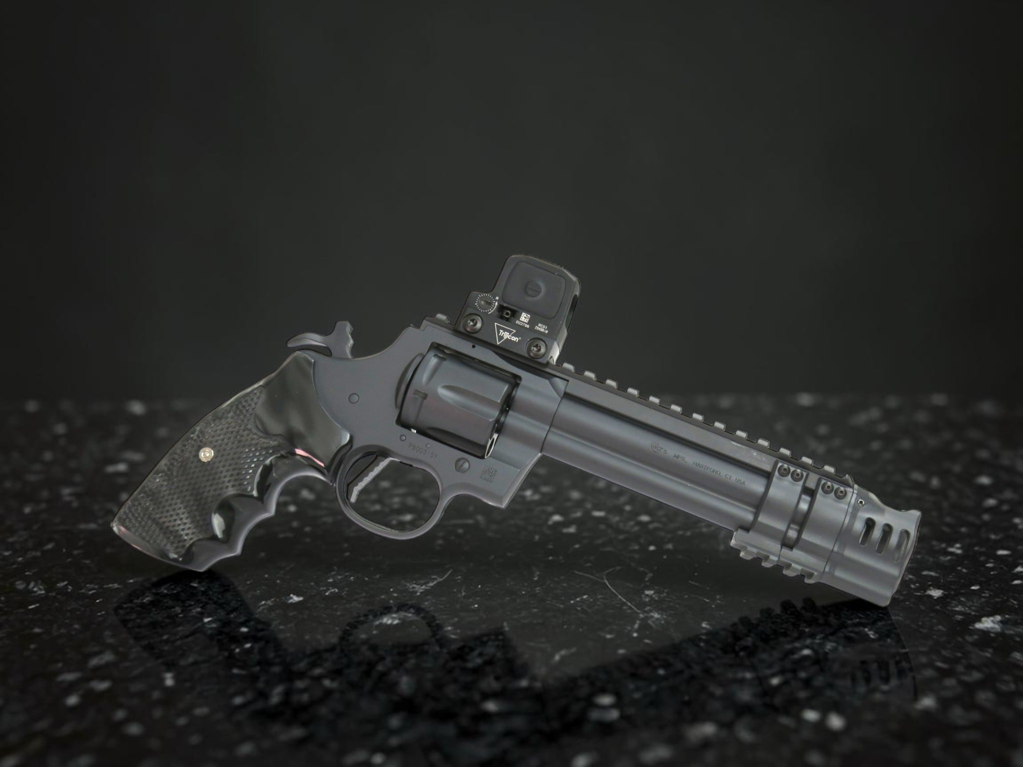 SK Customs Custom Shop Colt Python 6" Compensated, Pic Rail, RMR/RCR Mount, RCR Red Dot, Reactiv Maxx Grips - Image 3