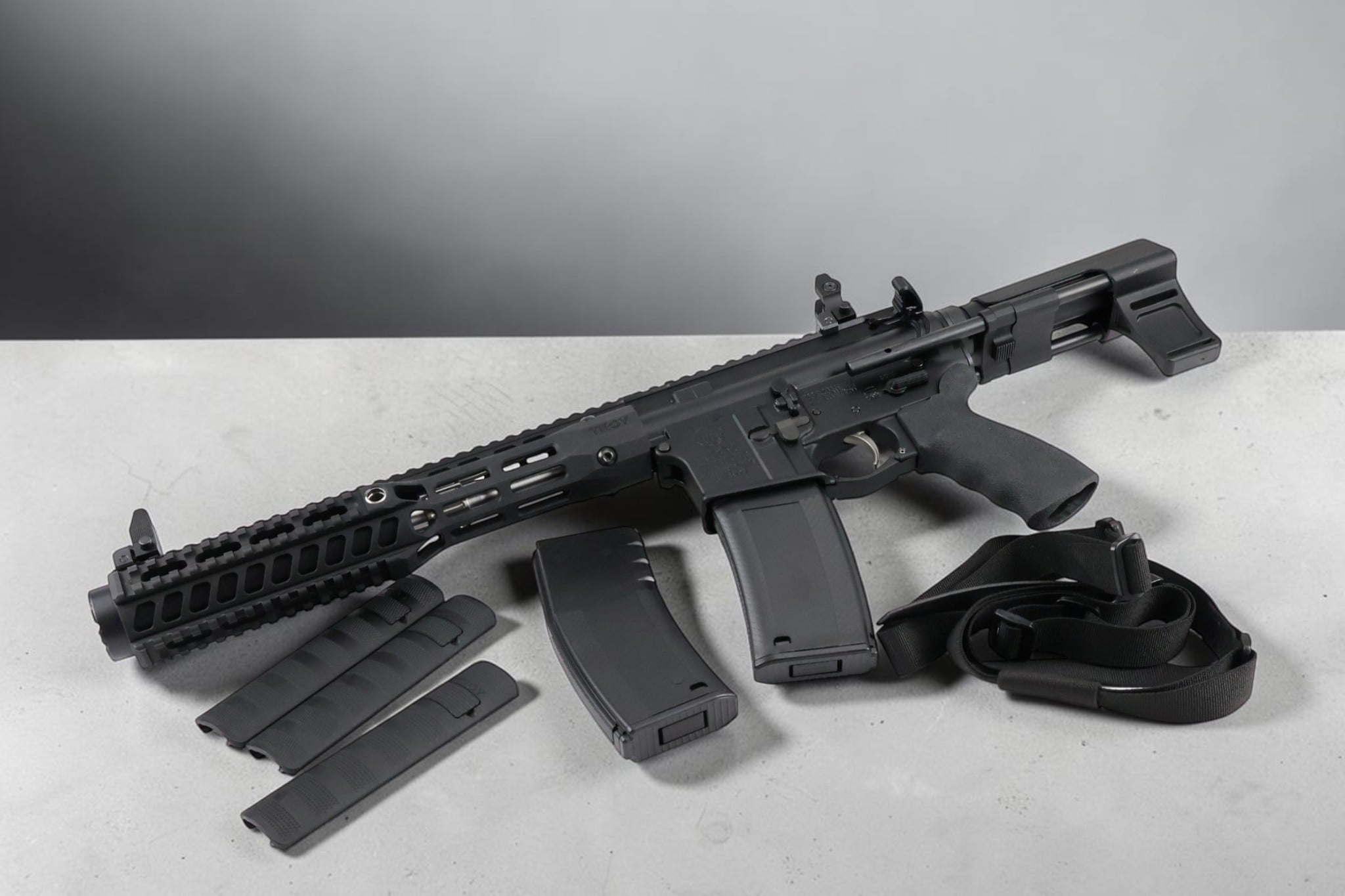 Troy Industries Defender Personal Survival Weapon PSW, Pistol Brace 5.56, 7.5" - Integrally Suppressed BLK