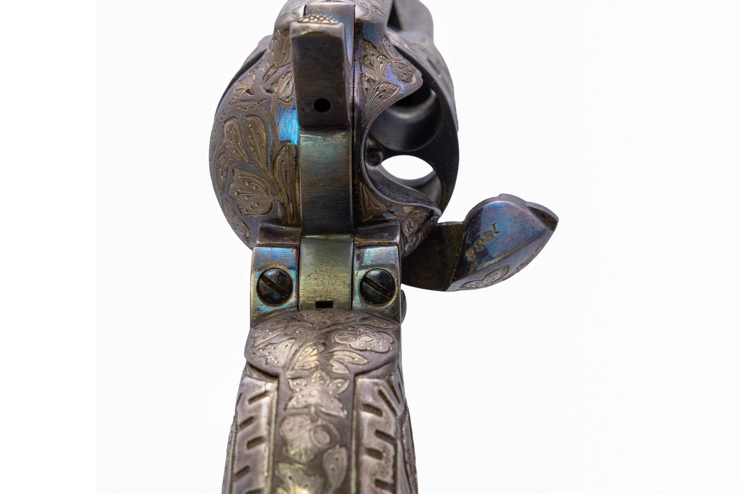Pre-Revolution First Generation Mexican Charro/Tiffany Engraved Colt SAA 4.75" 45LC Set - Image 6