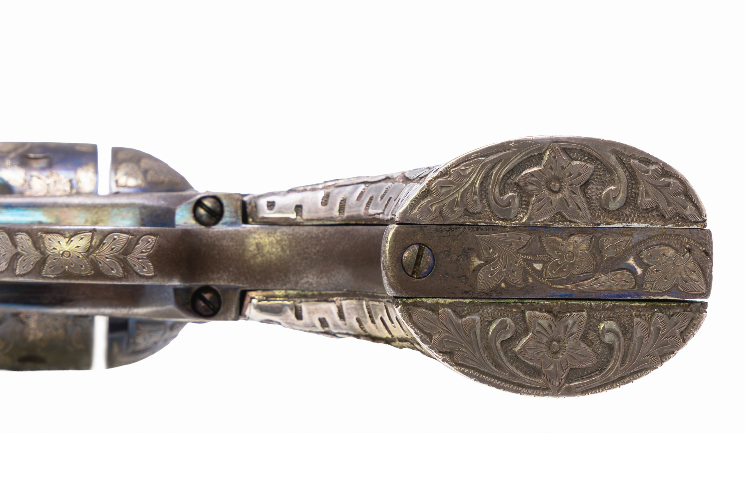 Pre-Revolution First Generation Mexican Charro/Tiffany Engraved Colt SAA 4.75" 45LC Set - Image 5