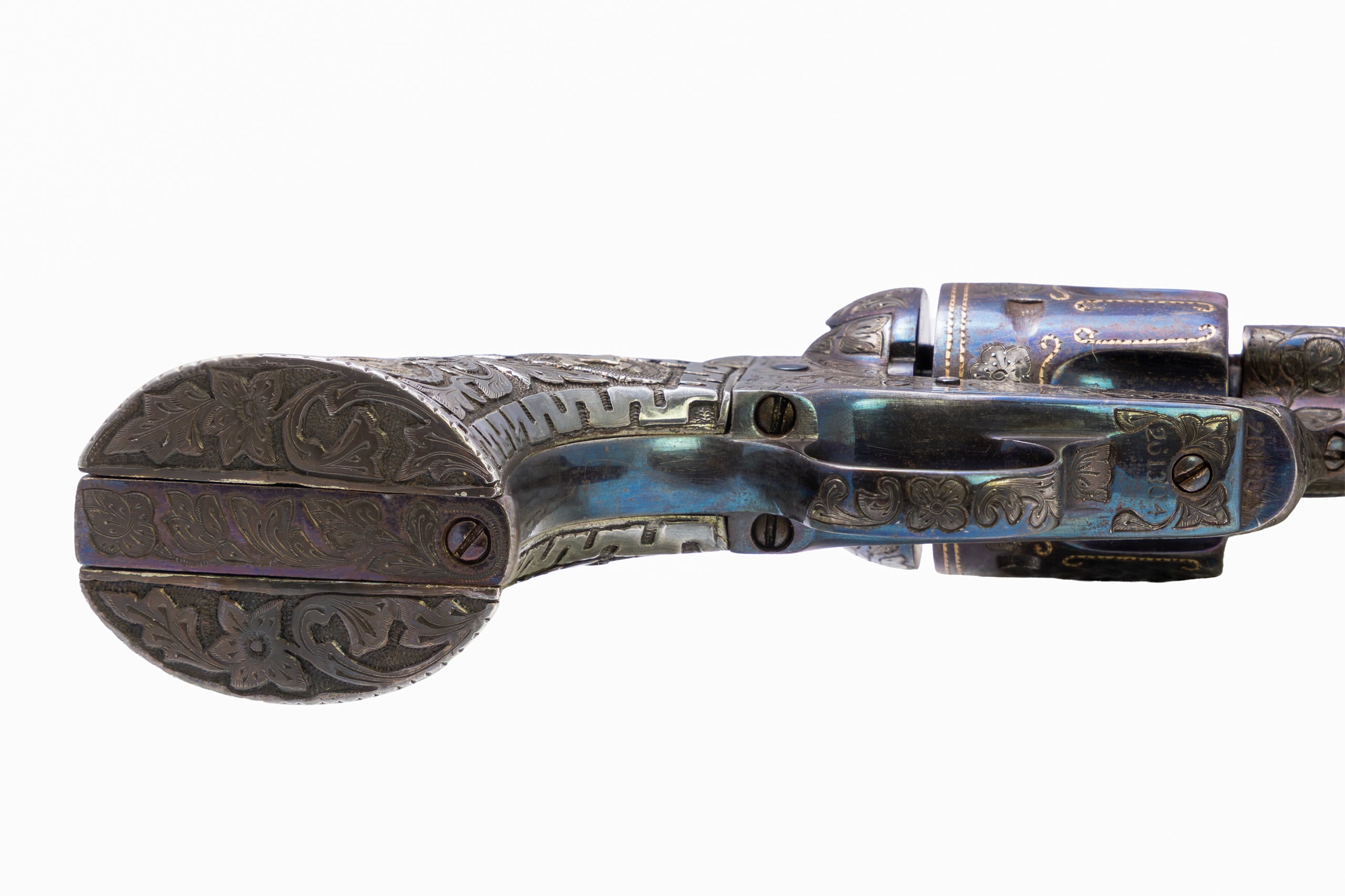 Pre-Revolution First Generation Mexican Charro/Tiffany Engraved Colt SAA 4.75" 45LC Set - Image 10