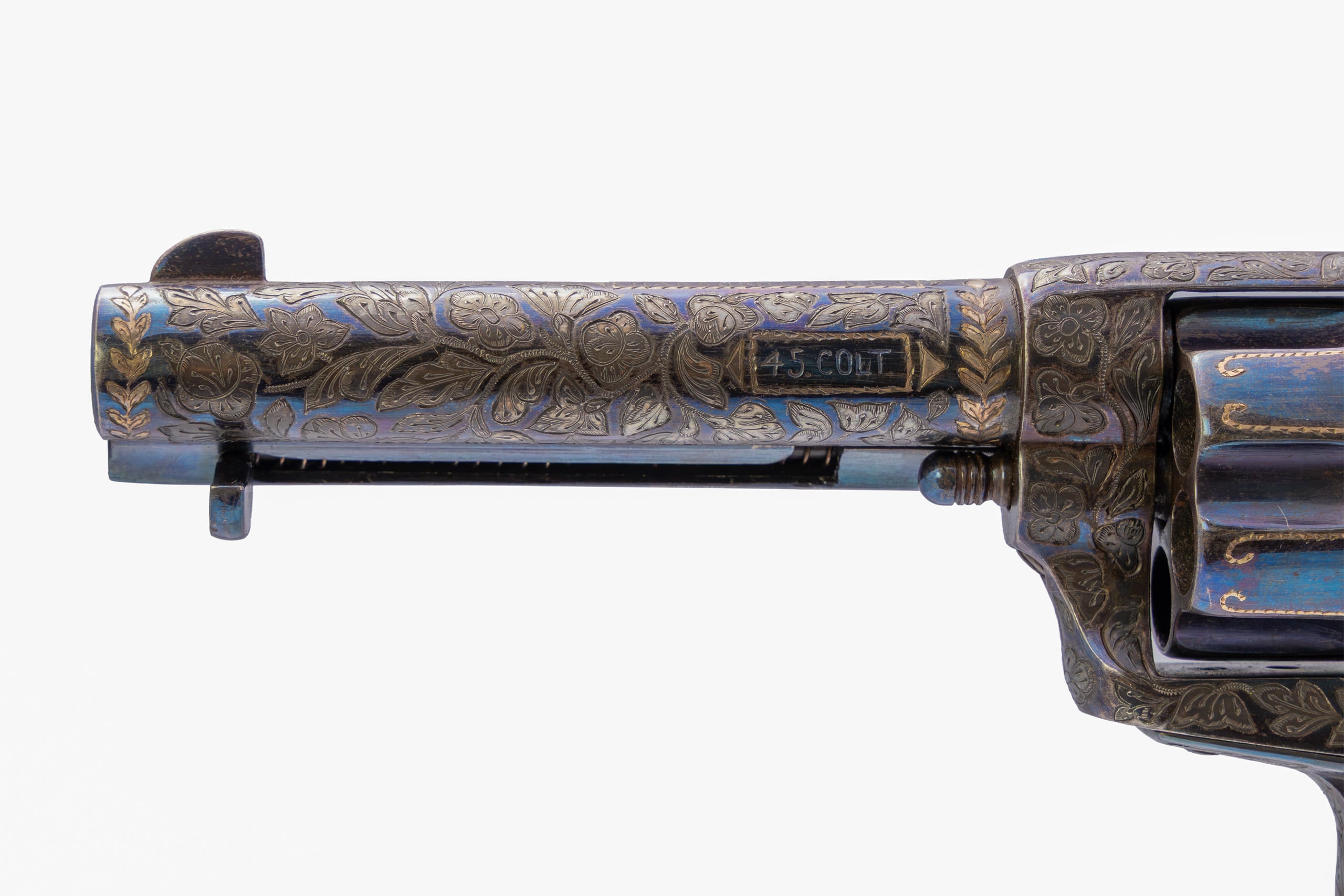 Pre-Revolution First Generation Mexican Charro/Tiffany Engraved Colt SAA 4.75" 45LC Set - Image 8