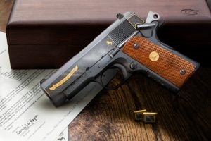 Colt President Gary W French Custom Shop ONE of ONE Factory Engraved Steve Kamyk and Alvin A White Colt 1911