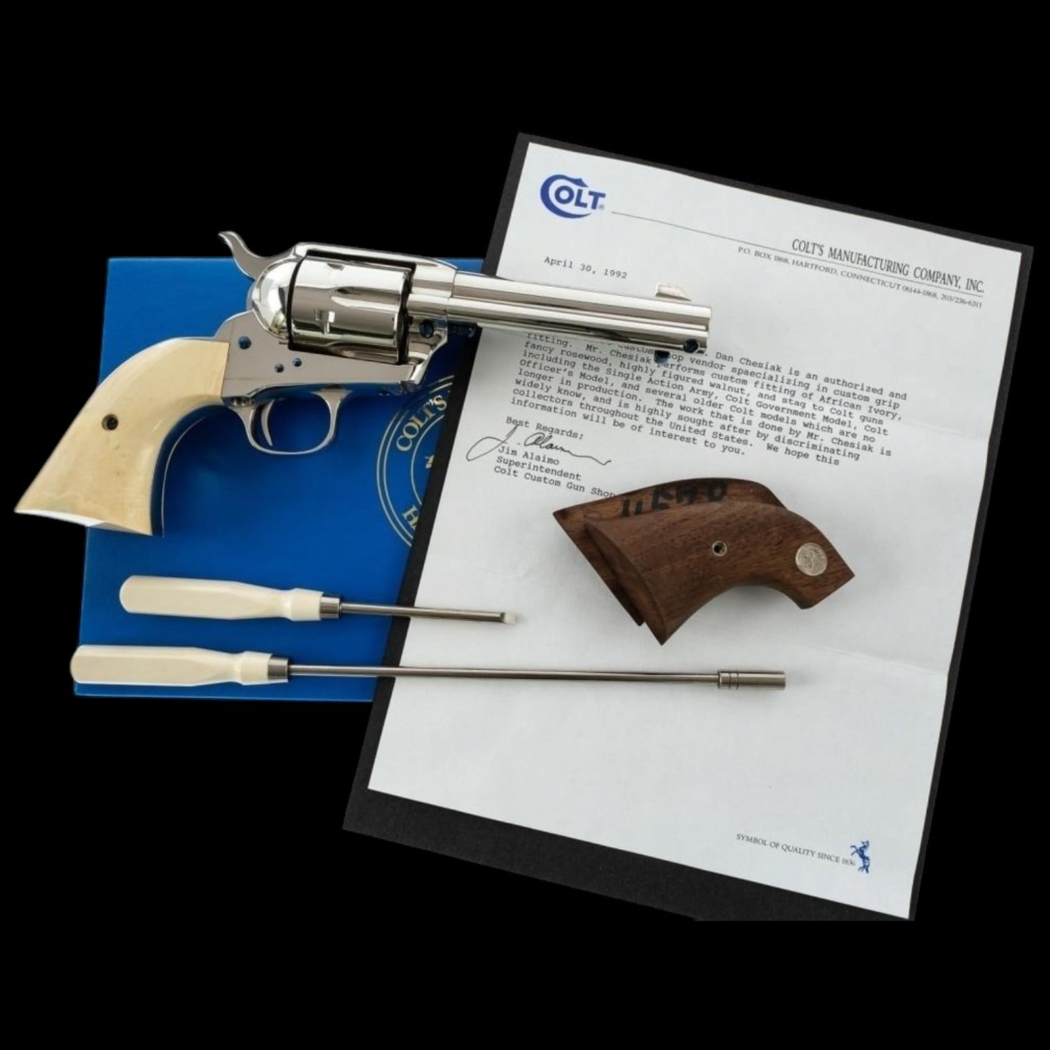 IVORY GRIPS BY DAN CHESIAK, COLT CUSTOM SHOP SINGLE ACTION ARMY THIRD GEN 4.75" 45LC - Image 3