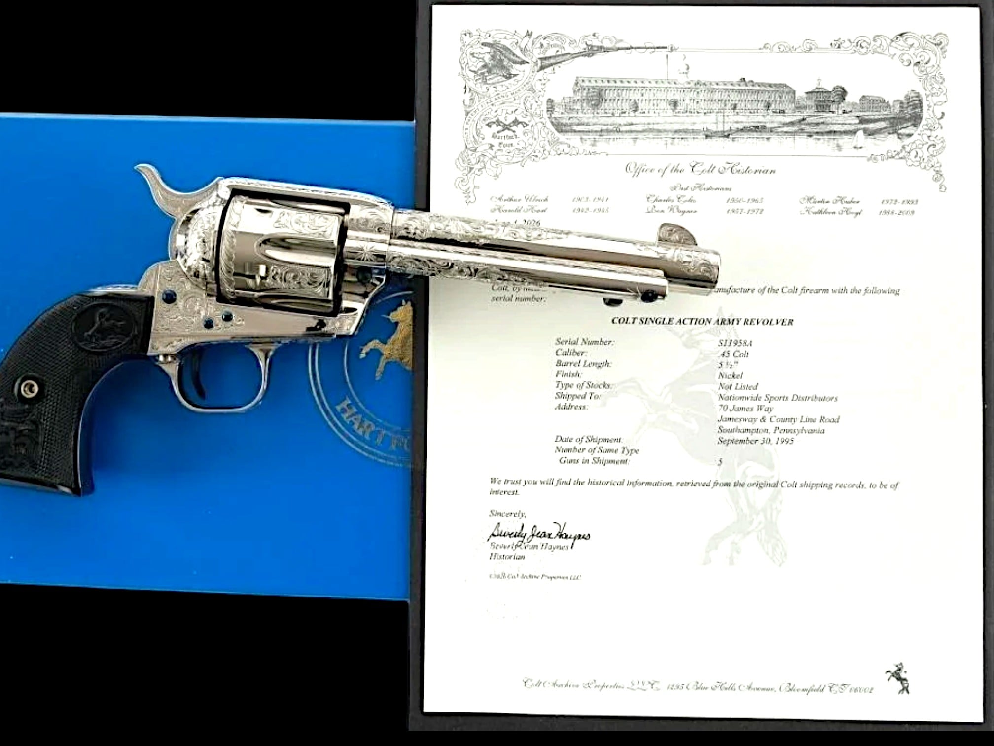 ENGRAVED COLT CUSTOM SHOP SINGLE ACTION ARMY THIRD GEN 5.5" 45LC - Image 2